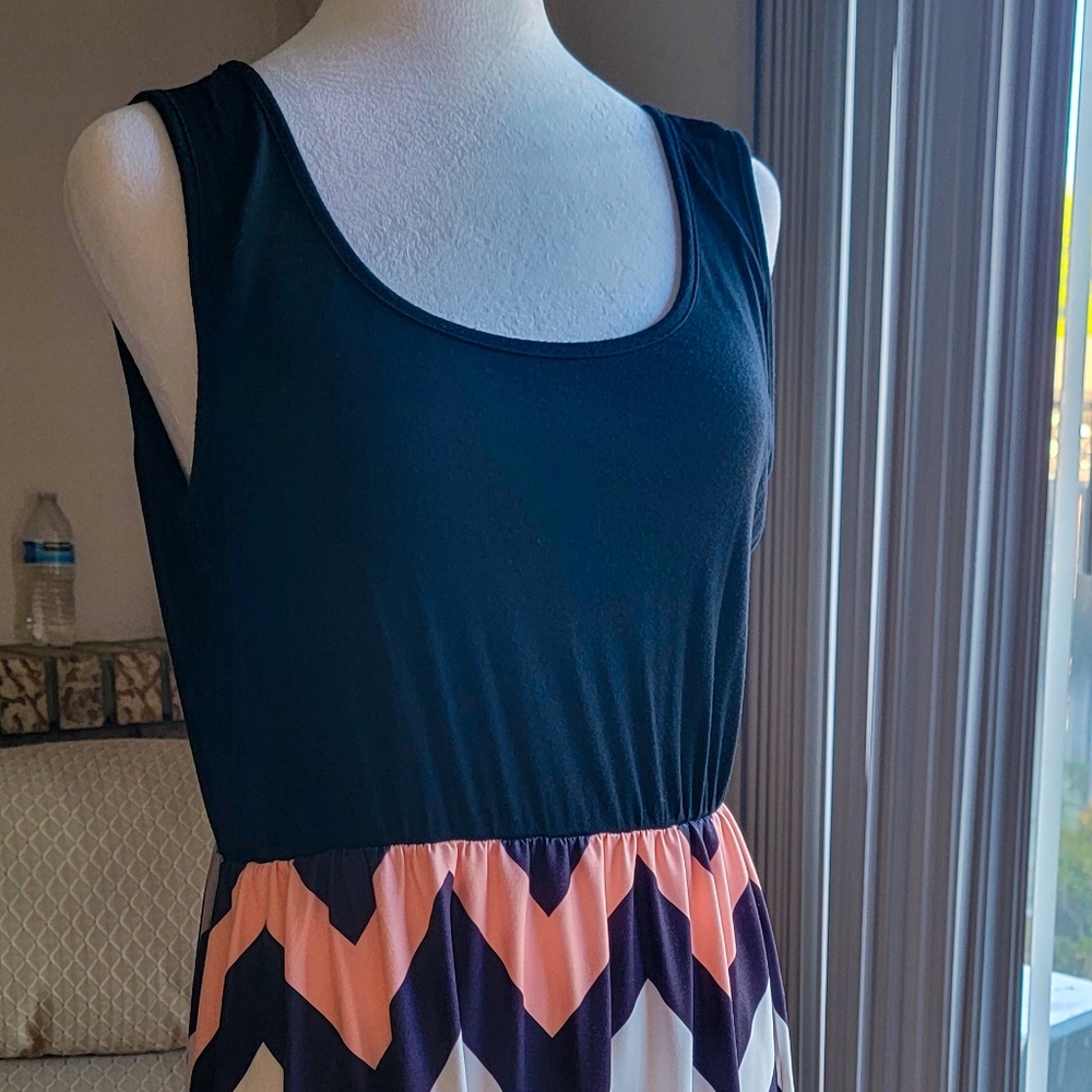 Pink and Black Casual Sleeveless Midi Sundress